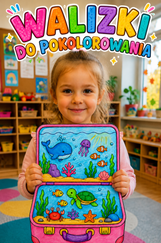 Wakacyjne Walizki do pokolorowania - Praca Plastyczna - Lato  