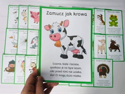 Dzień Zwierząt Farma/ Łąka- Karty Ruchowe z Zagadkami