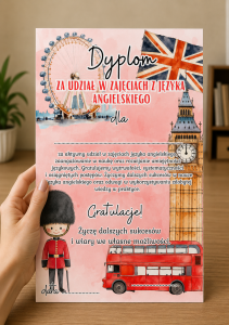 Dyplom Za Udział  W Zajęciach z Języka Angielskiego  - Zakończenie Roku 