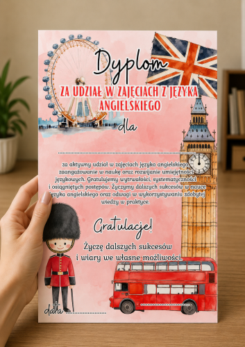 Dyplom Za Udział  W Zajęciach z Języka Angielskiego  - Zakończenie Roku 