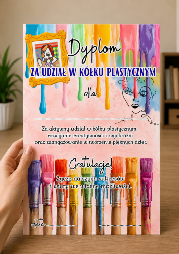 Dyplom Za Udział W Zajęcia Plastycznych / W Kółku Plastycznym  - Zakończenie Roku  