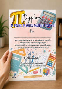 Dyplom Za Udział W Kółku Matematycznym- Zakończenie Roku   