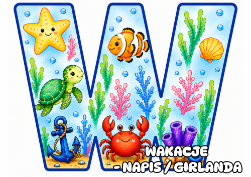 Wakacje ( morski napis wzór 2) - Napis / Girlanda