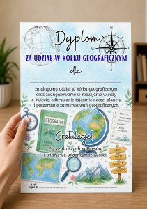 Dyplom Za Udział W Kółku Geograficznym - Zakończenie Roku   
