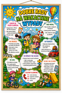 Dobre Rady Na Wakacyjne Wypady   - Plakat  ( wzór 2 ) Kolorowy  XXL  