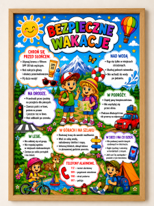 Bezpieczne Wakacje   - Plakat Kolorowy  XXL   