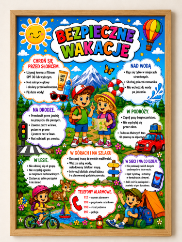 Bezpieczne Wakacje   - Plakat Kolorowy  XXL   
