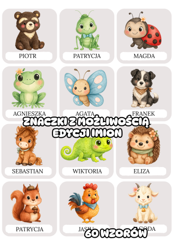 Kwadratowe Znaczki do Szatni /  na Szafki - Z MOŻLIWOŚCIĄ EDYCJI ! (1)