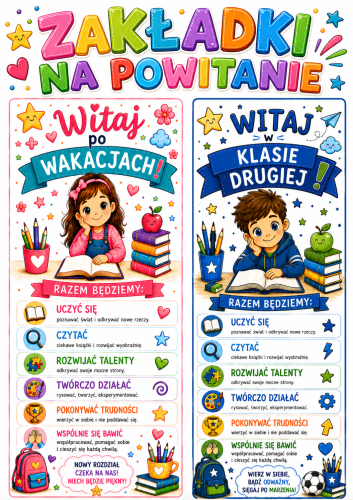 Zakładki na Powitanie ( różne etapy nauki ) 