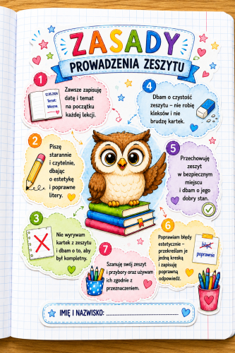 Zasady Prowadzenia Zeszytu - Wklejki Kolorowe 