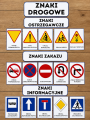 Znaki Drogowe - Plansze z ilustracjami i napisami    