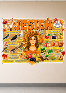 Jesień - Jesienna  Gazetka z  Tabliczkami ( wzór 2 ) 
