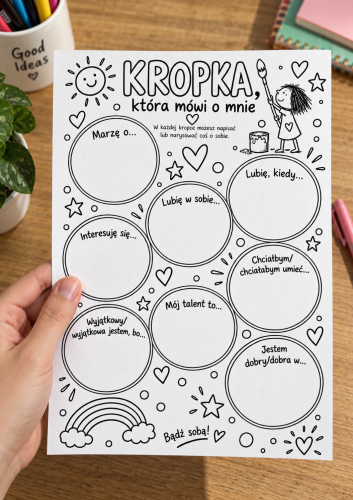 Kropka Która Mówi o Mnie - Plansza A4 ( czarno-biała ) 