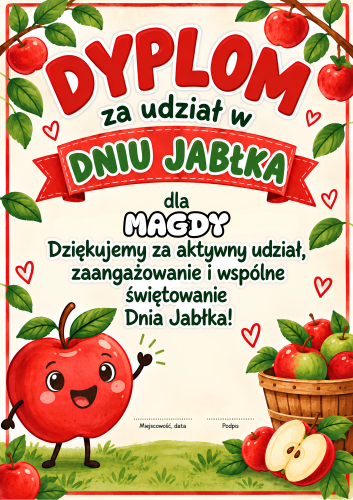 Dyplom (wzór 1) - Dzień Jabłka