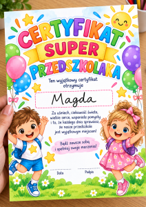 Certyfikat / Dyplom  ( wzór 2)  - Super Przedszkolaka - DZIEŃ Przedszkolaka  (1)