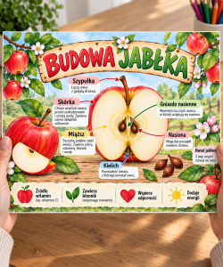 Budowa Jabłka - Wklejka Kolorowa A4 - Dzień Jabłka