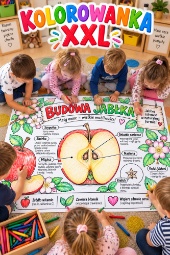 Budowa Jabłka- Kolorowanka XXL - Dzień Jabłka