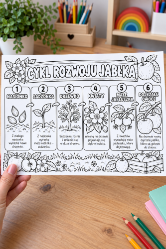 Cykl Rozwoju Jabłka - Wklejka A4 - Dzień Jabłka  