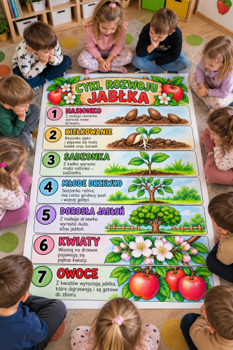 Cykl Rozwoju Jabłka - Plakat Pionowy  XXL - Dzień Jabłka  
