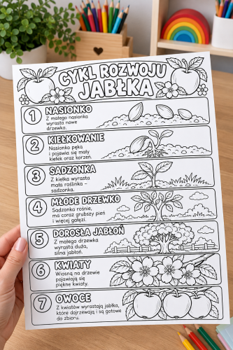 Cykl Rozwoju Jabłka - Wklejka Pionowa A4 - Dzień Jabłka    (1)