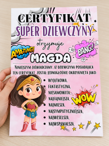 Certyfikat Super Dziewczyny ( wzór 1) - Dzień Dziewczyny