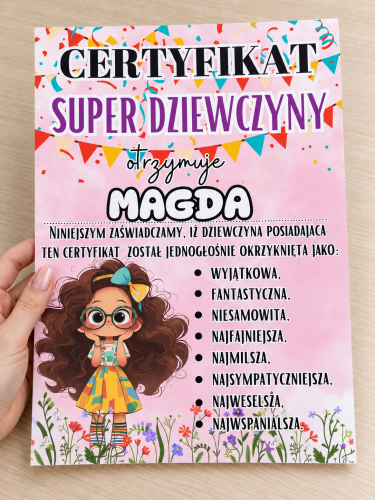Certyfikat Super Dziewczyny ( wzór 2) - Dzień Dziewczyny