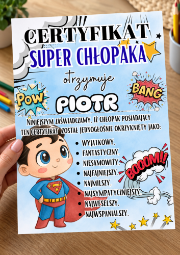  Certyfikat Super Chłopaka (wzór 1) - Dzień Chłopaka 