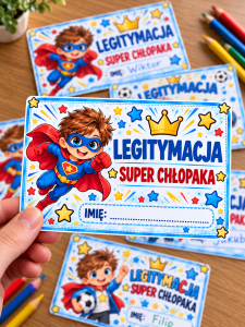 Legitymacje Super Chłopaka z Możliwością Edycji - Dzień Chłopaka