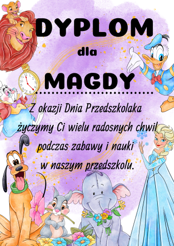 Dzień Przedszkolaka - Dyplom