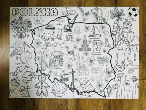 Mapa Polski - Kolorowanka XXL (wzór 1) - Dzień Niepodległości / Święto Konstytucji 3 Maja / Polska 