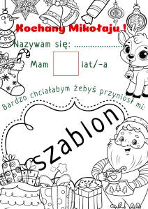 Szablon / List do św. Mikołaja z kopertą