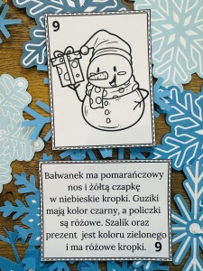 Zima/ Święta Bożego Narodzenia- Kolorowanie  ilustracji według opisu 