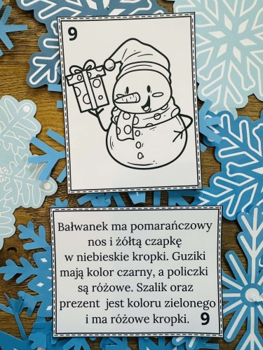 Zima/ Święta Bożego Narodzenia- Kolorowanie  ilustracji według opisu 