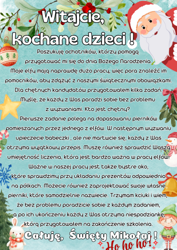  Kącik z zadaniami / Warsztat św. Mikołaja 