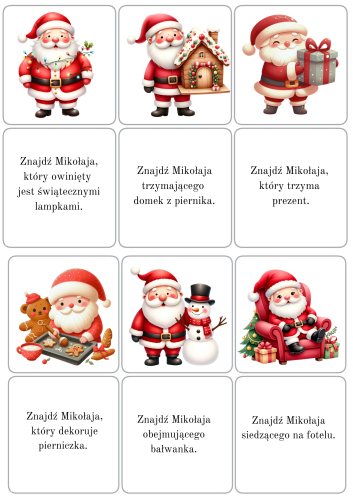  Znajdź na obrazku -   Świąteczne Postacie z Opisami