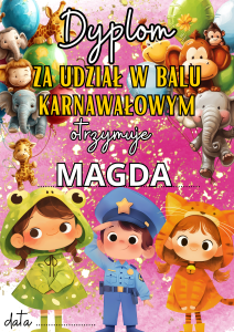 Bal Karnawałowy/ Karnawał - Dyplom z możliwością edycji tekstu