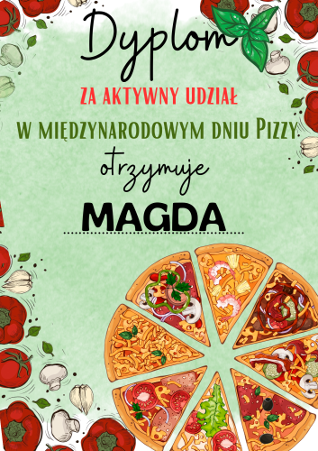 Dzień Pizzy - Dyplom z możliwością edycji tekstu1