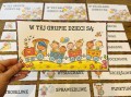 W tej klasie/grupie/ sali/ świetlicy dzieci są- tabliczki z napisami 