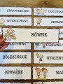 W tej klasie/grupie/ sali/ świetlicy dzieci są- tabliczki z napisami 