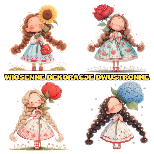 Wiosna- Dziewczynki Dekoracje Dwustronne  z motylami  