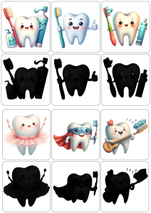 Dzień Dentysty- Ząbki- Dopasuj Cienie