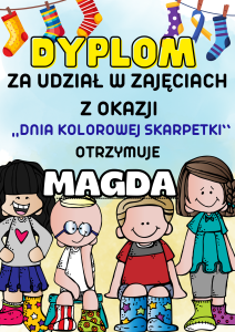 Dzień Kolorowej Skarpetki - Dyplom z możliwością edycji tekstu