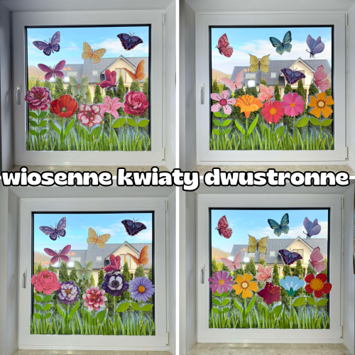 Dekoracje Wiosenne Dwustronne - Kwiaty i Motyle - Wiosna