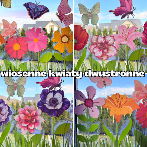 Dekoracje Wiosenne Dwustronne - Kwiaty i Motyle - Wiosna