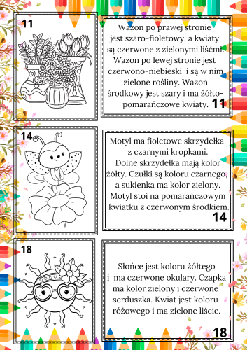 Pierwszy Dzień Wiosny/ Wiosna- Kolorowanie według opisu