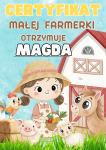  Na Wsi/ Farma/ Zwierzęta Wiejskie - Certyfikat- Małej Farmerki z możliwością edycji tekstu