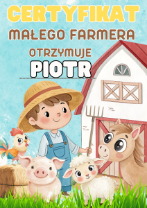  Na Wsi/ Farma/ Zwierzęta Wiejskie - Certyfikat- Małego Farmera z możliwością edycji tekstu (1)