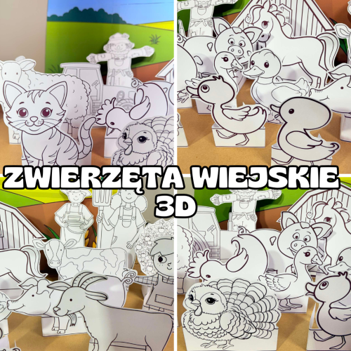 Na Wsi/ Farma/ Zwierzęta Wiejskie- Praca Plastyczna- Elementy Stojące 