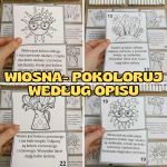 Pierwszy Dzień Wiosny/ Wiosna- Kolorowanie według opisu  