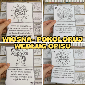 Pierwszy Dzień Wiosny/ Wiosna- Kolorowanie według opisu  